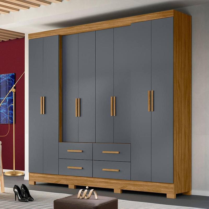 リコ　チャコールグレー　XS Guarda Roupa Casal San Lorenzo Plus Freijó Cinza Moval 2,37M